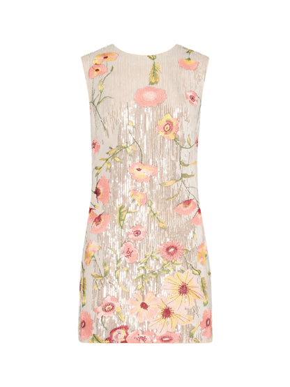 Milly Ivette Floral Sequins Embroidery Dress in Silver Multi Leigh's of Breton Village Milly Ivette Floral Sequins Embroidery Dress in Silver Multi Leigh's of Breton Village