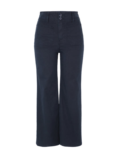Veronica Beard Grant Cropped High Rise Wide-Leg Pant in Navy