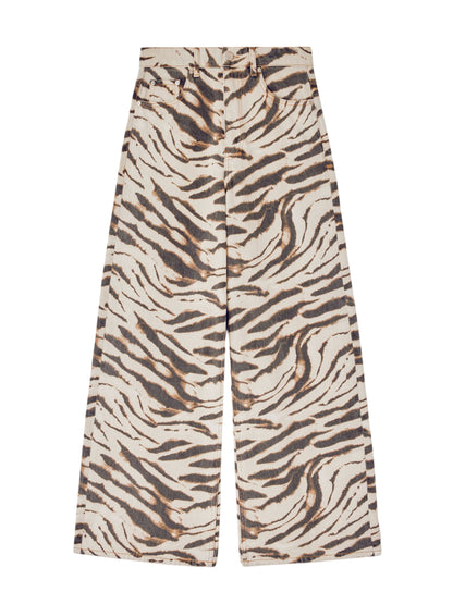 Ganni Print Denim Lari Jeans in Egret