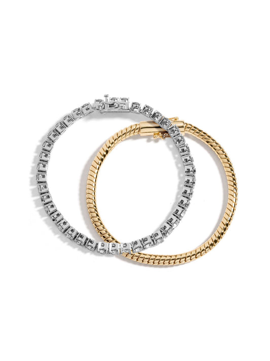 Demarson Ivy Duo Tennis Bracelet in Gold/Silver/Crystal