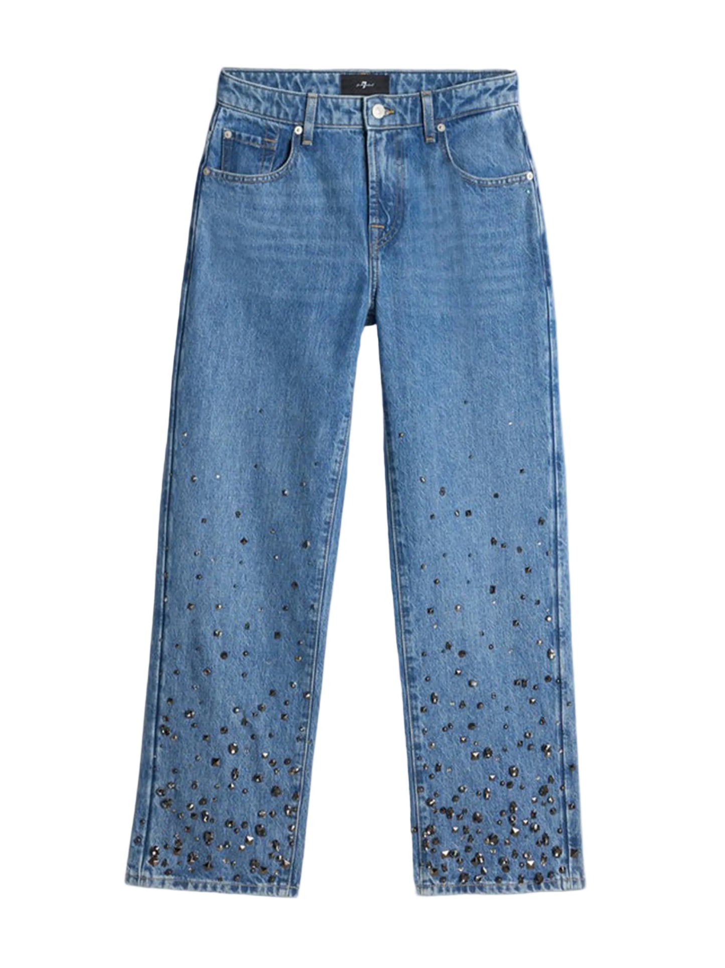 7 For All Mankind Embellished Calie Straight Ankle in Dance With Crys