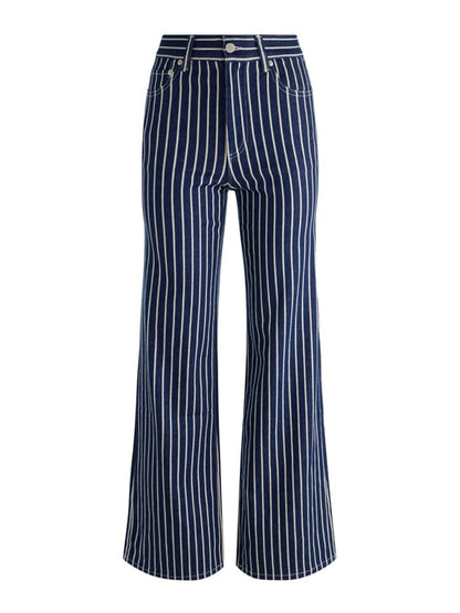 Alice + Olivia Chic Striped Jean in Indigo/Off-White