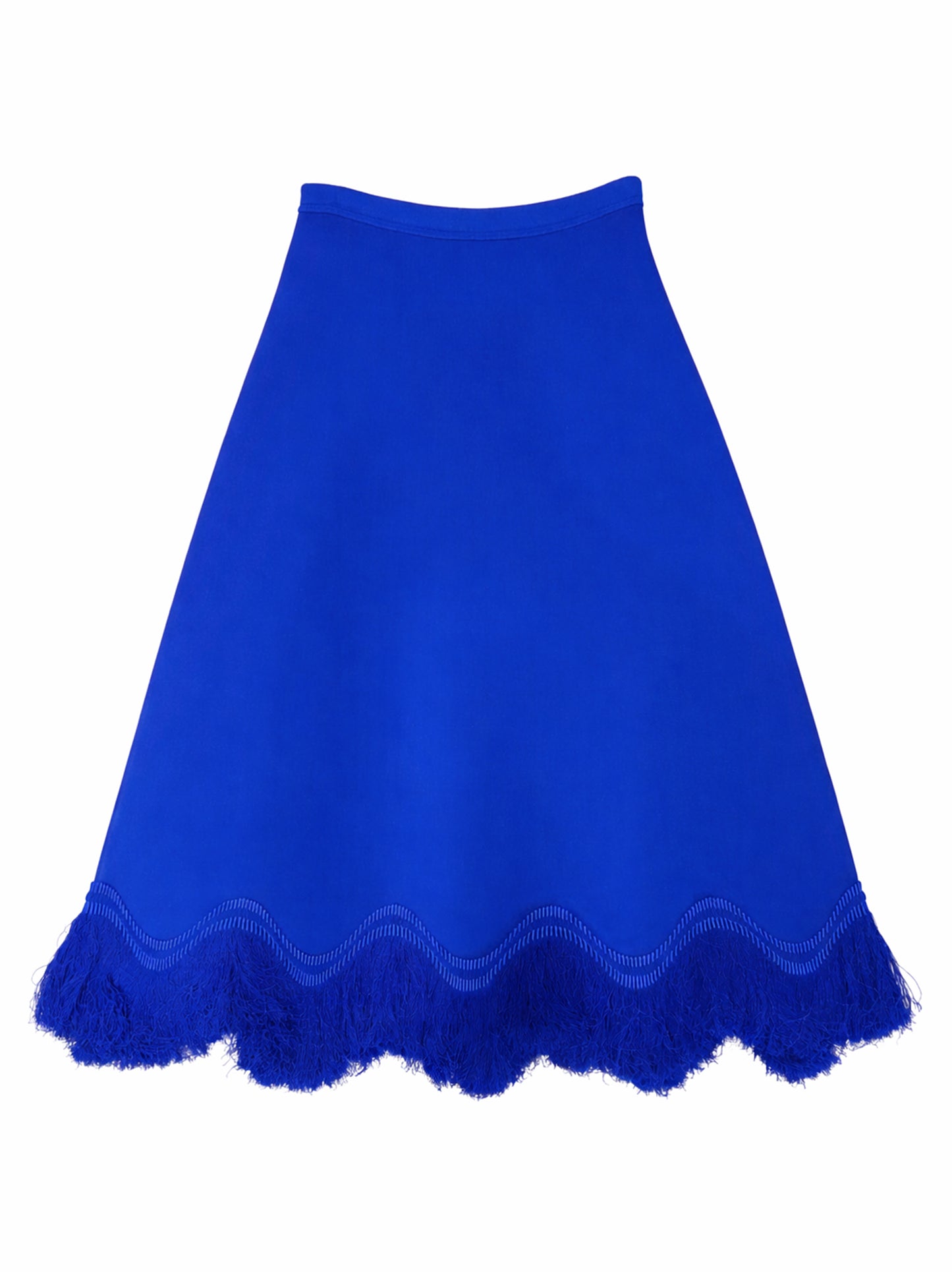 Ulla Johnson Paulina Knit Skirt with Fringe in Colbalt