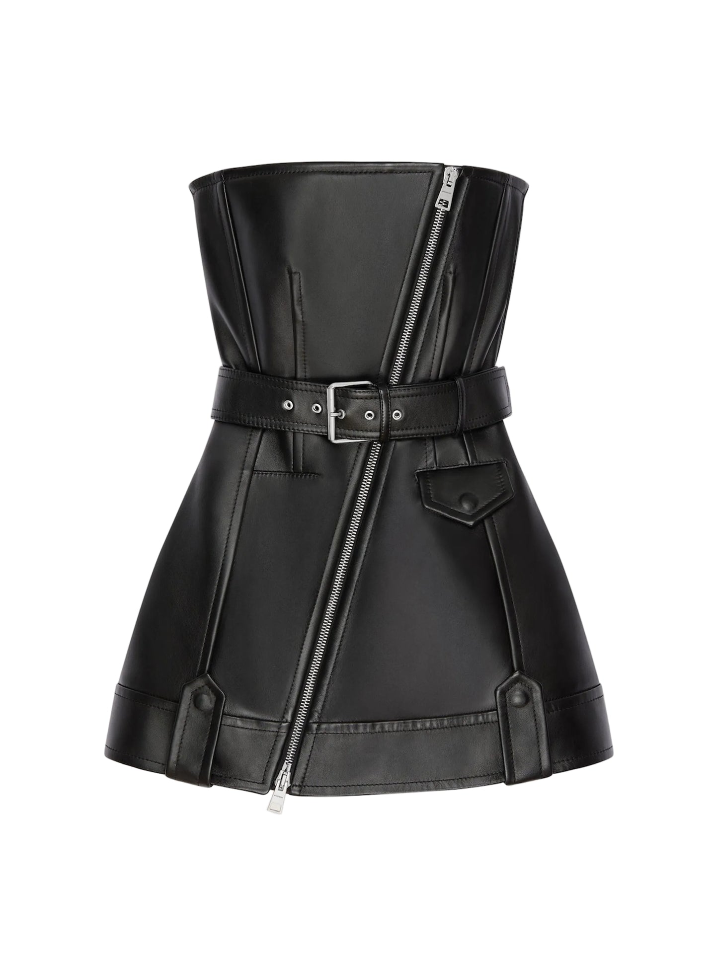 Givenchy Mini Bustier Biker Dress in Leather in Black