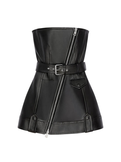 Givenchy Mini Bustier Biker Dress in Leather in Black