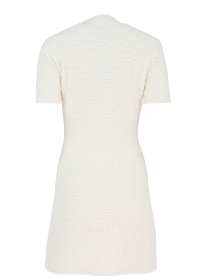 Self-Portrait Cream Textured Knit Mini Dress
