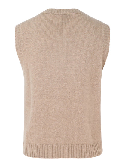 Autumn Cashmere Button Front Vest With Pockets in Cork