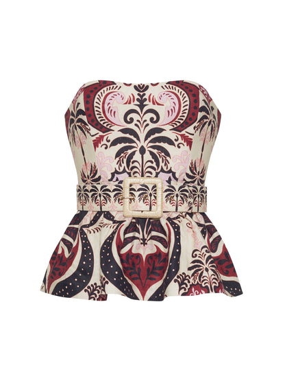 Cara Cara Tilda Top in Palm Pavillion Ivory