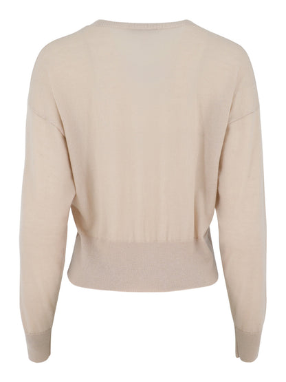Autumn Cashmere Long Sleeve High V Sweater in Latte