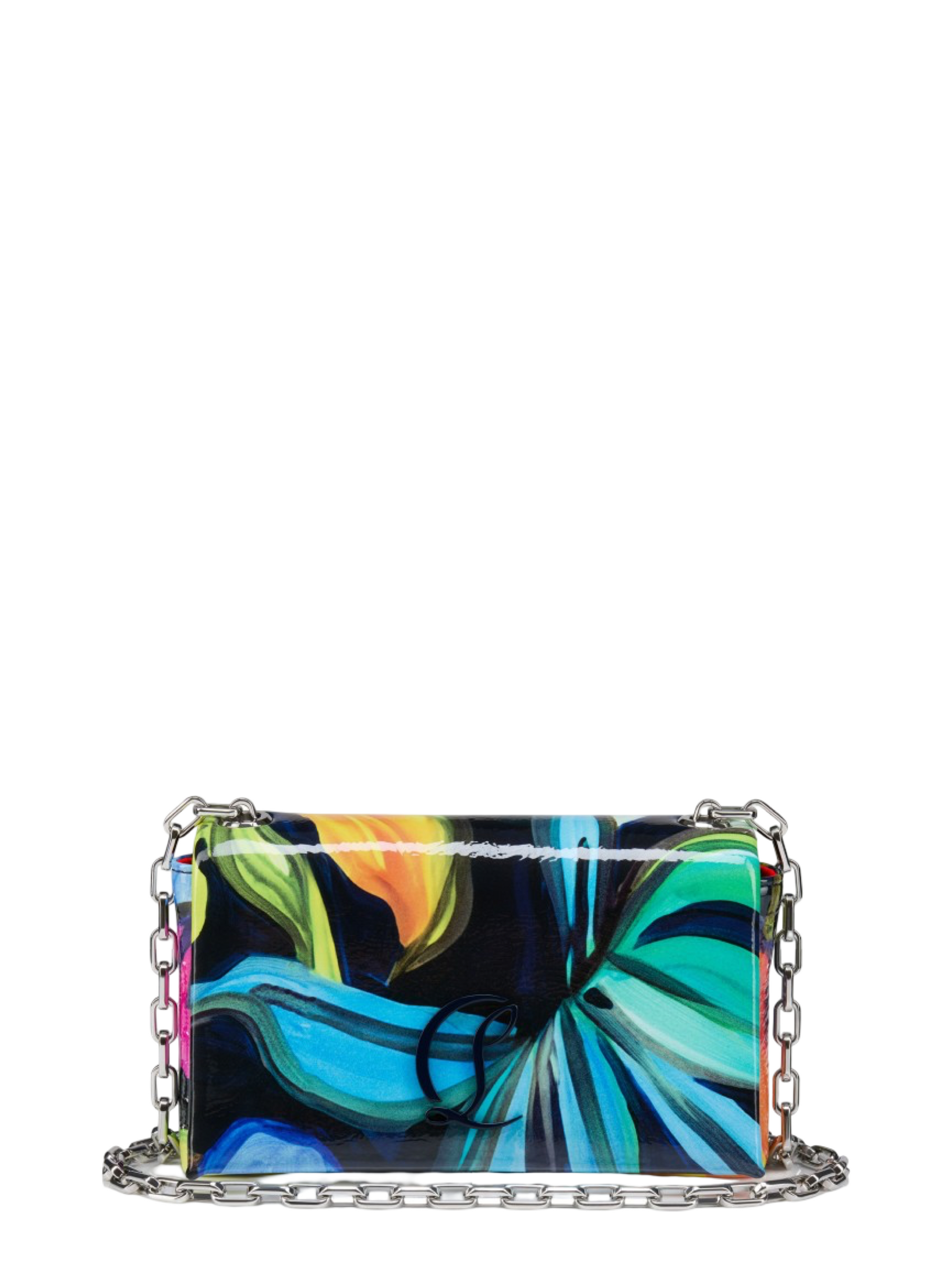 Christian Louboutin Loubi54 Soft Pouch Naplak in Flower Multi/Navy