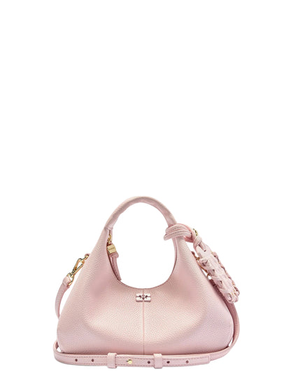 Ganni Grained Mini Hobo Bag in Chalk Pink