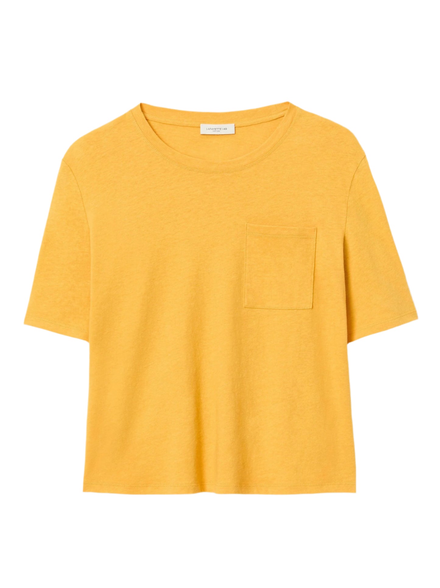 Lafayette 148 Linen-Cotton Jersey Pocket T-Shirt in Golden Glaze
