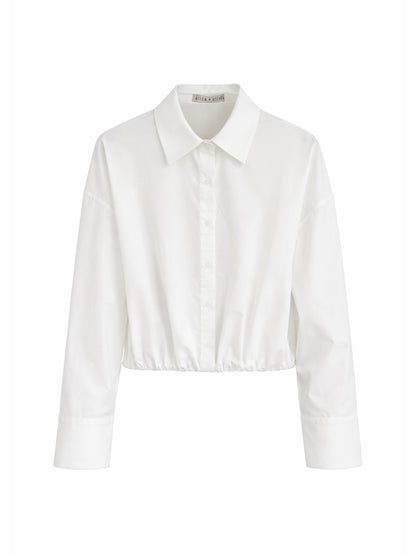 Alice + Olivia Tobie Relaxed Button Down Crop Top in Off White