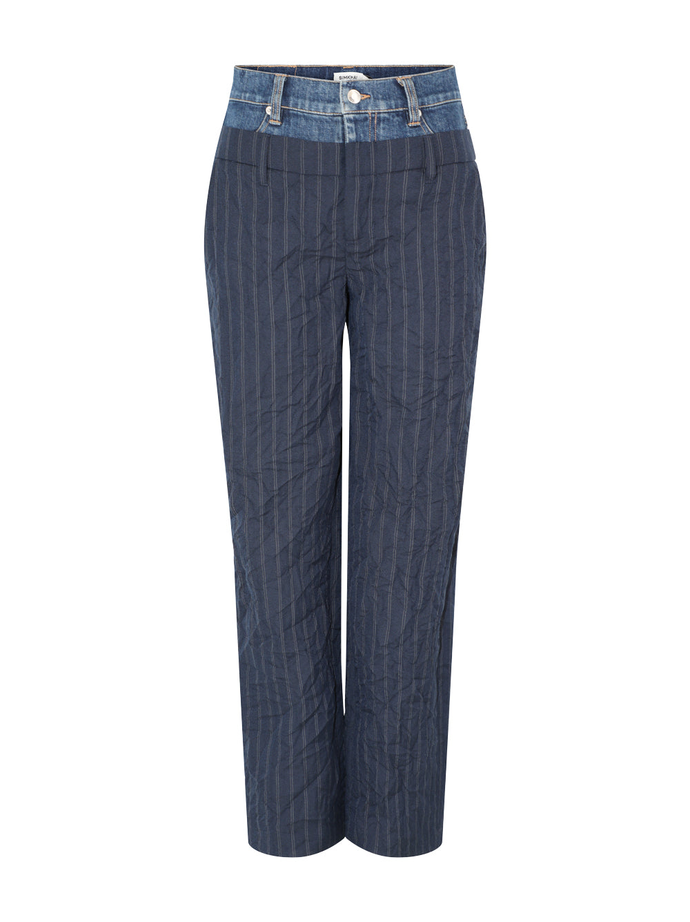 Simkhai Ophelia Double Waistband Combo Pant in Midnight Stripe