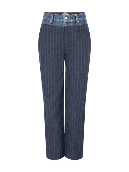 Simkhai Ophelia Double Waistband Combo Pant in Midnight Stripe