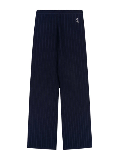 Sporty & Rich SRC Ribbed Trousers in Dark Navy