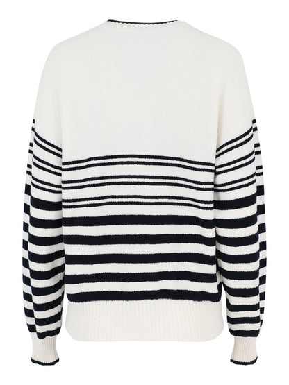 Veronica Beard Rielly Pullover in Off White/Navy