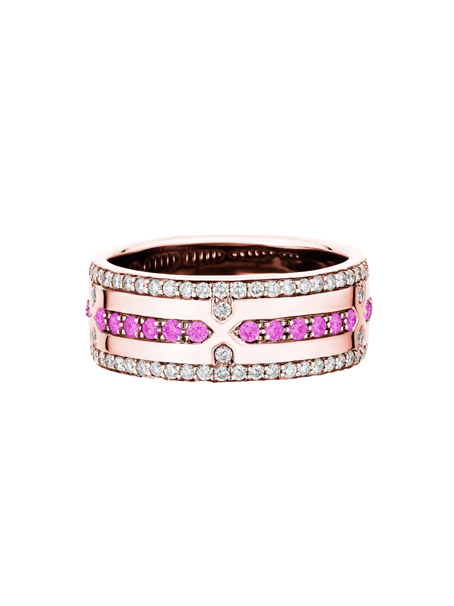 Goshwara The G-Classics Collection Sapphire Wide Band Ring in Diamond & Pink