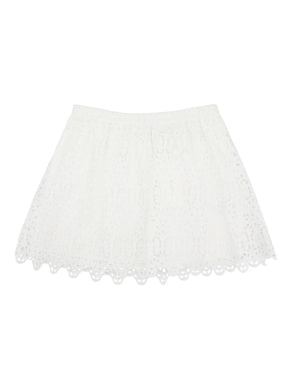 Frame Deco Eyelet Skirt in White