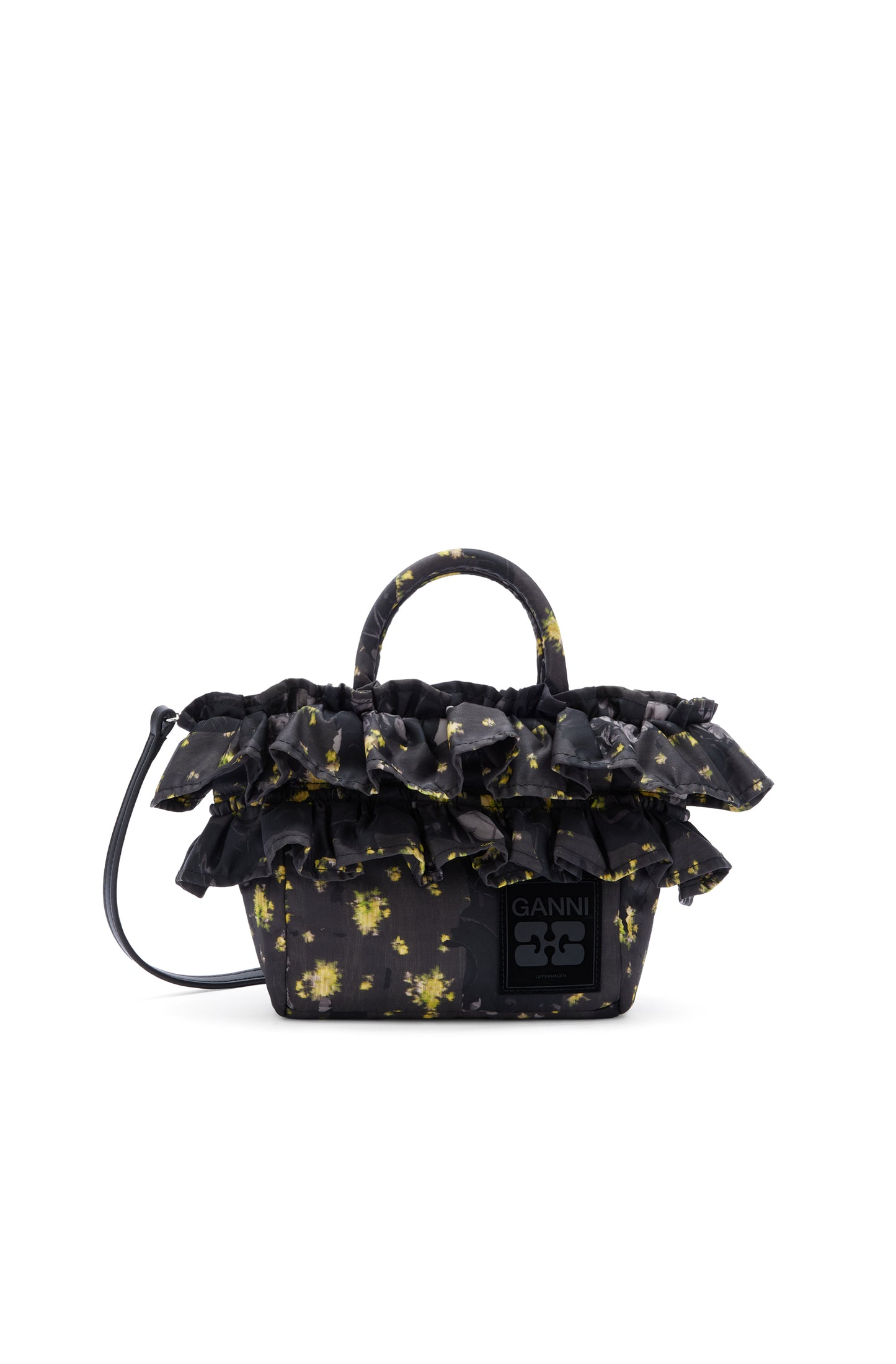 Ganni Mini Shopper Ruffle Bag in Mulch