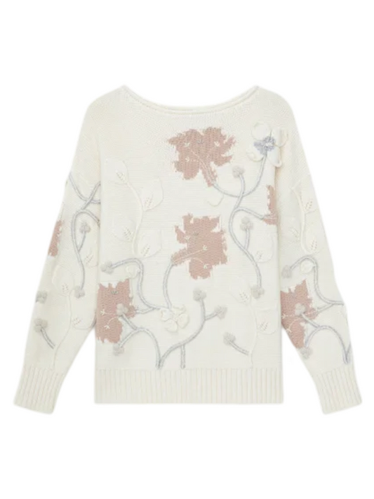 Lafayette 148 Hand Embellished Sweater in Creme