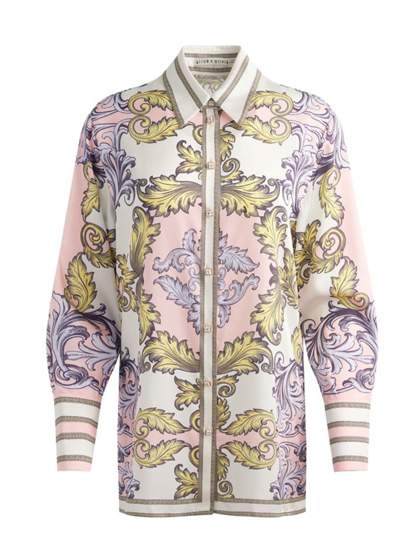 Alice + Olivia Lane Slit Cuff Oversized Button Down in Day Dreamer