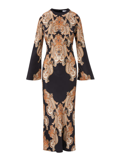 Veronica Beard Lupita Paisley Midi Dress in Black Multi