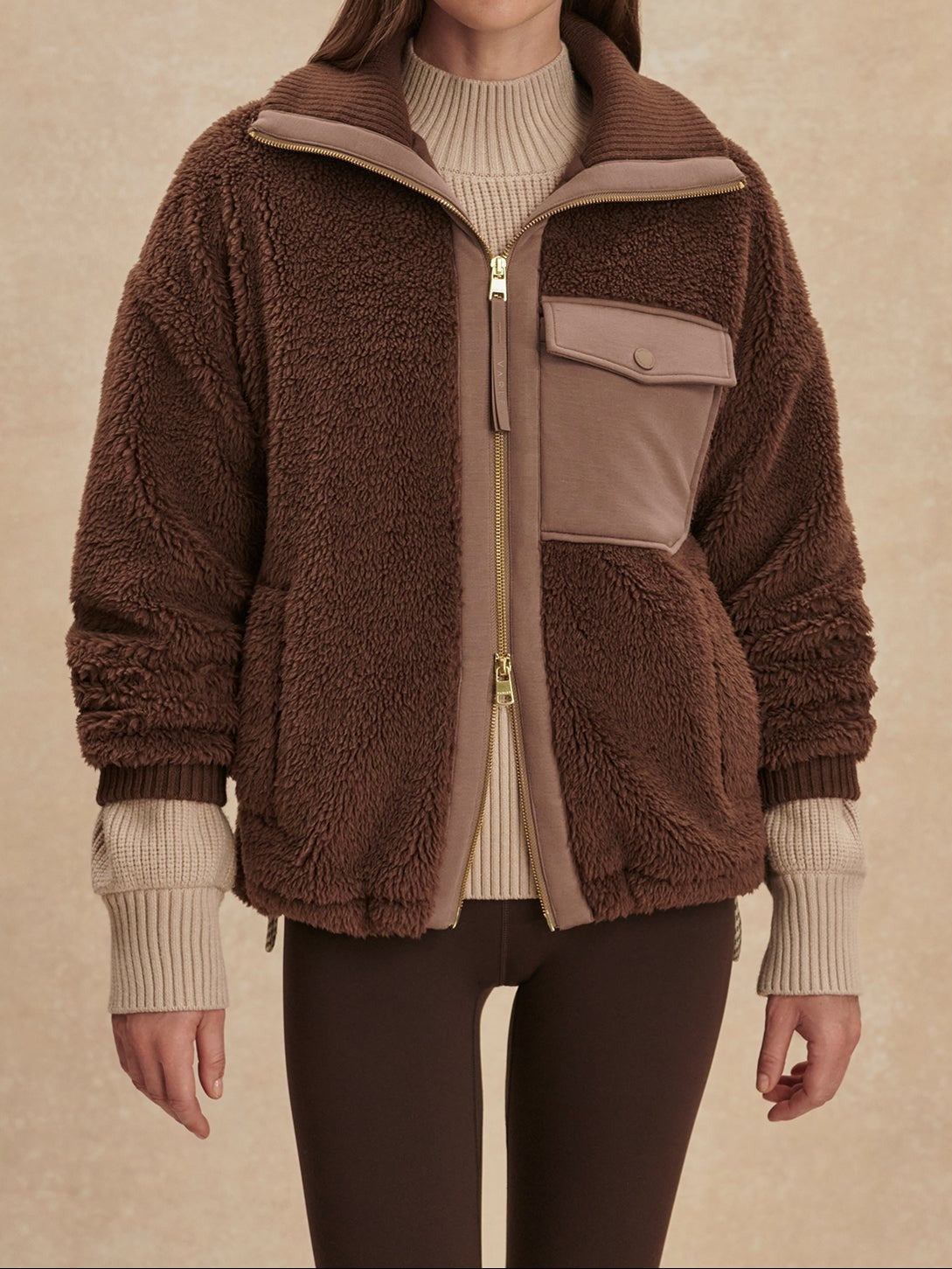 Varley Lowell Sherpa Jacket in Carafe