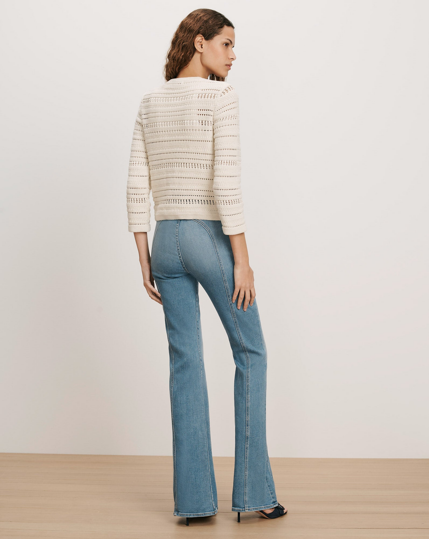 Veronica Beard Bellingham Pointelle Cardigan in Ecru