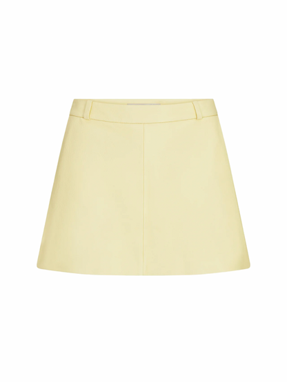 Frame Leather Mini Skirt in Lemon