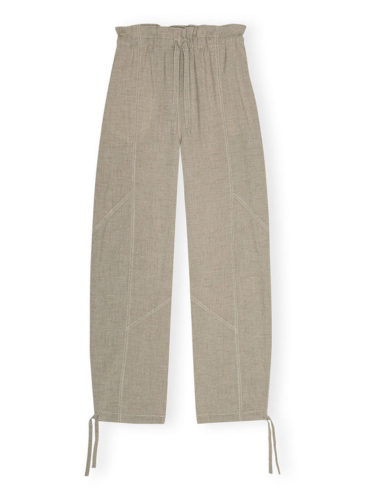 Ganni Light Melange Suiting Elasticated Waist Pants in Alfalfa