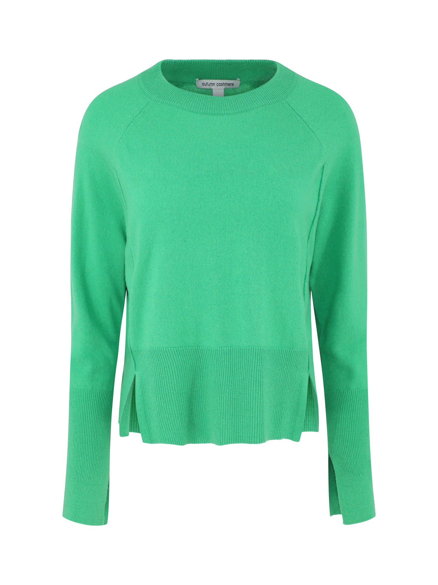 Autumn Cashmere Raglan Crew w/ Side Slits in Kelly