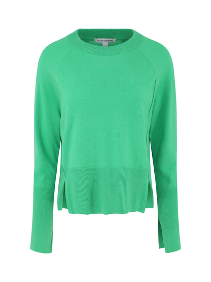 Autumn Cashmere Raglan Crew w/ Side Slits in Kelly