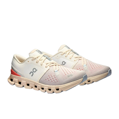 On Running Women's Cloud X4 Sneaker in Ivory/Salmon