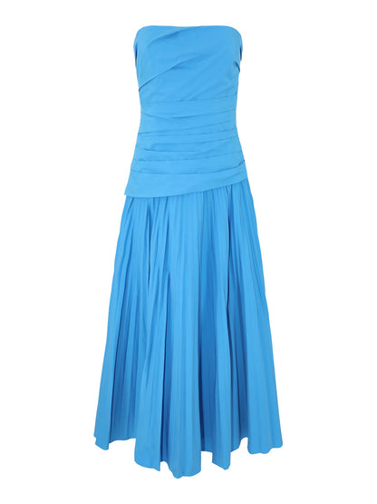 Simkhai Arie Strapless Cotton Midi Dress in Oasis Blue