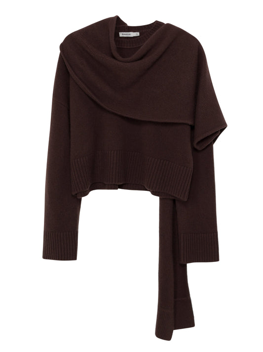 Simkhai Elson Wool Cashmere Scarf Sweater in Chocolate