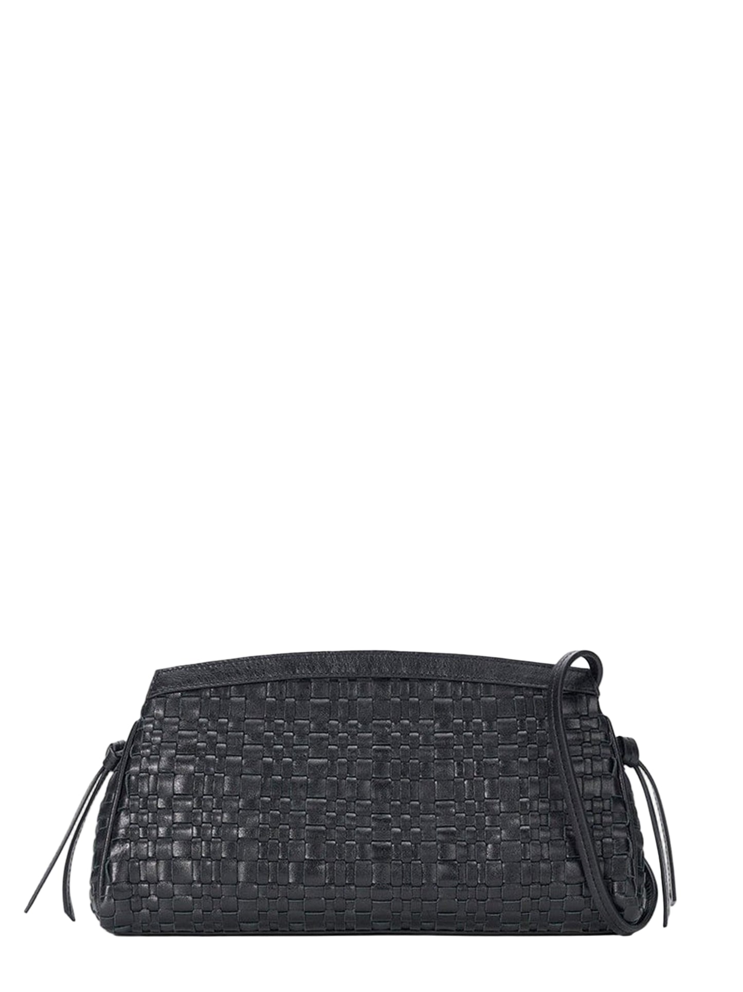 Staud Maude Convertible Clutch in Black Woven