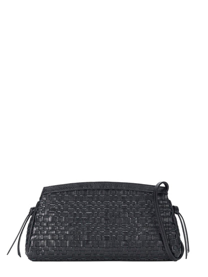 Staud Maude Convertible Clutch in Black Woven