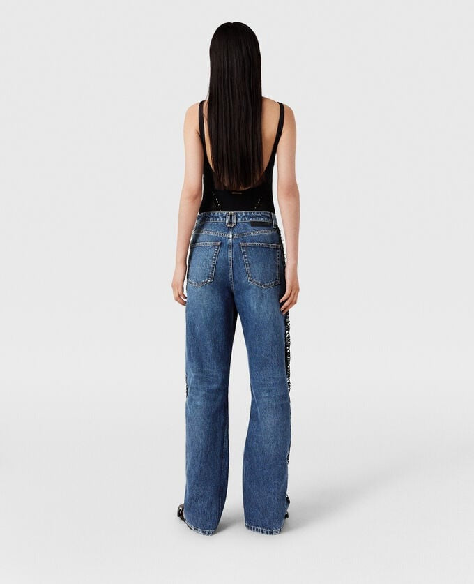 Stella McCartney Lace Insert Jeans in Blue Vintage Denim