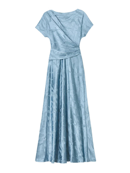 lafayette mixed media maxi dress Lafayette 148 Gesture Jacquard Drape Front Maxi Dress in Paper Blue –  Leigh's of Breton Village