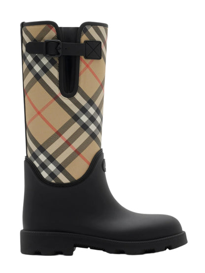 Burberry Rubber Marsh Stamp High Boots in Black