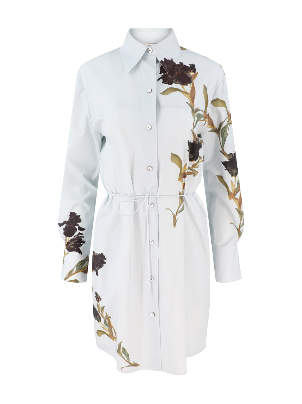 Vince Placed Black Iris Button Down Shirt in Salt Glass