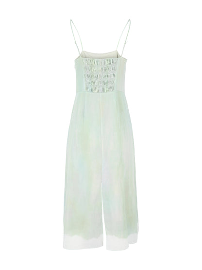 Vince Painted Pastel Dress in Washed Jade