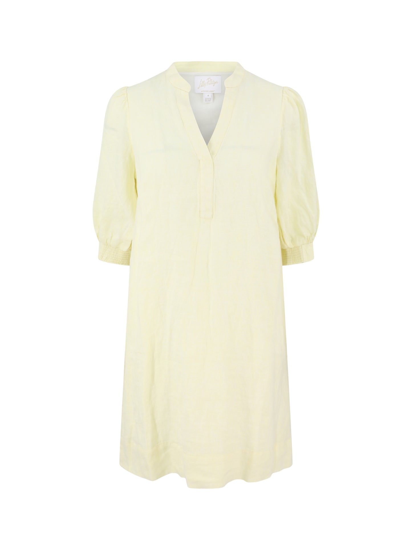 Lilly Pulitzer Mialeigh Linen Dress in Limoncello X Resort White