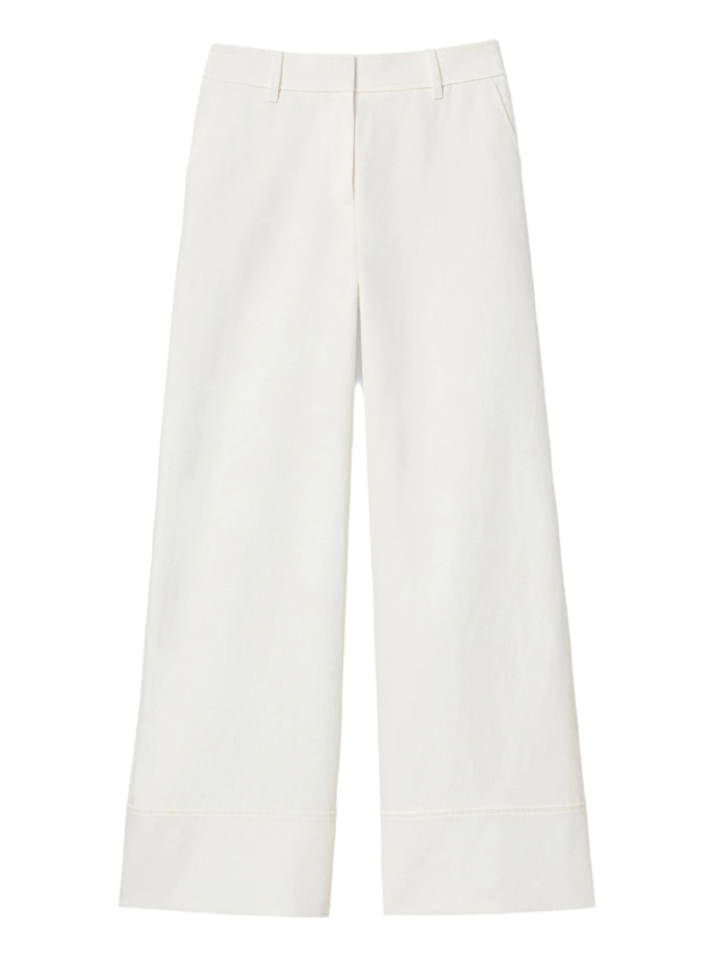 Lafayette 148 Cotton-Linen Twill Charles Wide Leg Pant in White