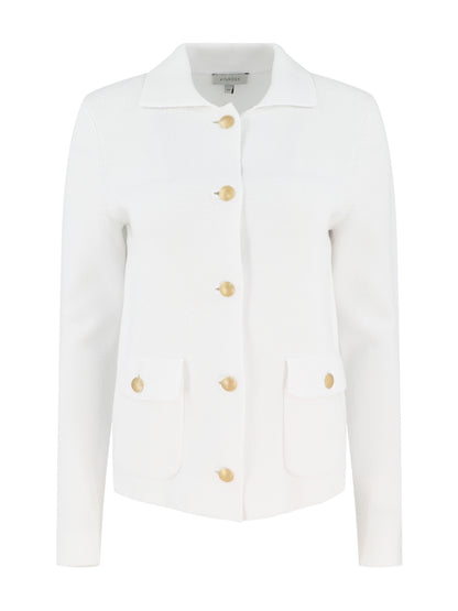 Kinross Short Tailored Cardigan in White