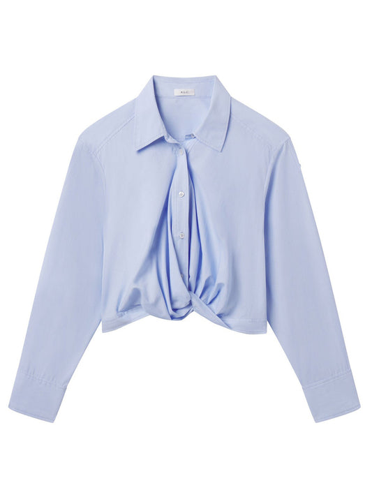 A.L.C. Leo Cropped Cotton Shirt in French Blue