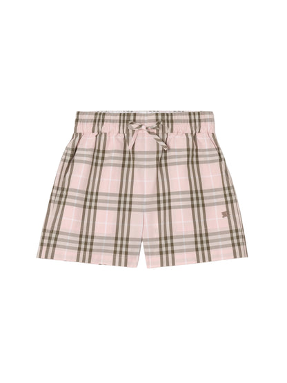 Burberry Evelyn Check Cotton Shorts in Mallow Pink