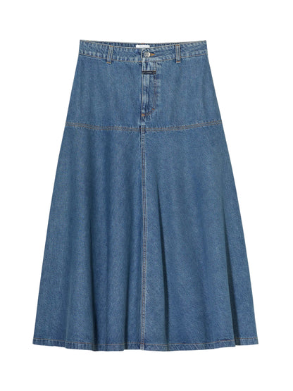 CLOSED Long Denim Skirt in Mid Blue