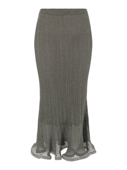 Simkhai Brighton Metallic Plissé Midi Skirt oin Gunmetal Silver